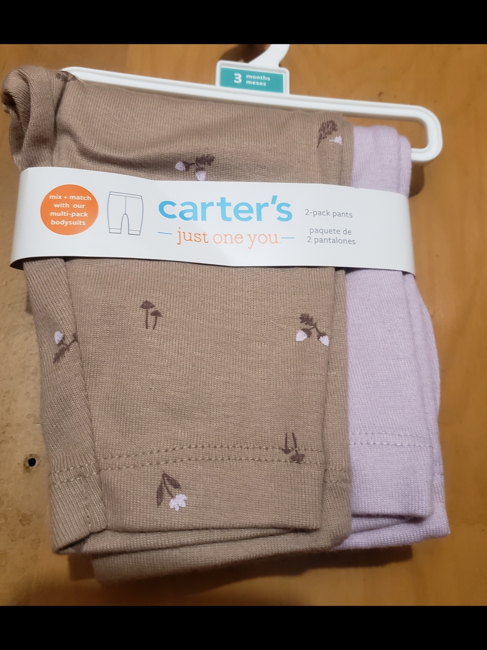 Carter's 2-Pack Baby Leggings in Brown Floral & Light Purple